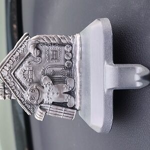 Lands' End Christmas Stocking Holder Gingerbread House 2020 USA Pewter Handmade